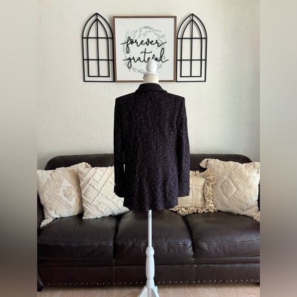 St. John Collection Brown & Blue Santana Knit Tweed Long Line Blazer Size US 4 - Picture 3 of 16